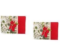 PREZIOSA HOME Tovaglia Natalizia per Sei Post x6 Persone tovaglia Tema Natale Decorazioni Natalizie casa (Fiore di Natale)