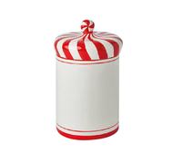 Preziosa Luxury Home Barattolo Natale in Ceramica Porta Bon Bon D 15,5 Cm H 26,2 Cm Bianco Rosso