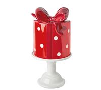 Preziosa Luxury Home Set Alzata Natale Rotonda Ceramica e Pacco Regalo D 23 Cm H 43,3 Cm Rosso