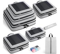 Prezon 8 Set cubi compressivi, design aperto e visibile, organizer per bagagli a mano. Include sacca biancheria e scarpe. Ideale regalo da viaggio