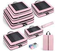 Prezon 8 Set cubi compressivi, design aperto e visibile, organizer per bagagli a mano. Include sacca biancheria e scarpe. Ideale regalo da viaggio