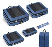Prezon Cubi da viaggio compressibili, design apribile e visibile, set di 6 organizer espandibili con sacca biancheria e scarpe. Per bagagli a mano, vacanze, campeggio e lavoro.