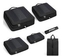 Prezon Cubi da viaggio compressibili, design apribile e visibile, set di 6 organizer espandibili con sacca biancheria e scarpe. Per bagagli a mano, vacanze, campeggio e lavoro.