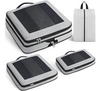 Prezon Cubi da viaggio grandi e compressibili, design aperto e visibile, organizer espandibile con sacca per scarpe. 4 set leggeri per valigie, zaini, vacanze e campeggio