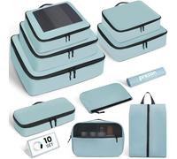 Prezon Cubi da viaggio per valigia, set da 10, organizer leggeri per bagagli Cubi da viaggio per accessori da viaggio - Verde acqua