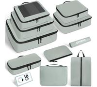 Prezon Cubi da viaggio per valigia, set da 10, organizer leggeri per bagagli Cubi da viaggio per accessori da viaggio - Menta