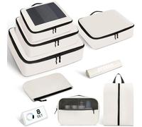 Prezon Cubi da viaggio per valigia, set da 8, organizer leggeri per bagagli Cubi da viaggio per accessori da viaggio - Crema