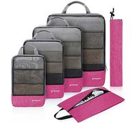 Prezon Organizzatori da Viaggio a Compressione con borsa per le scarpe e borsa per la biancheria, organizer per valigie espandibile, cubi di Imballaggio, organizer per zaino
