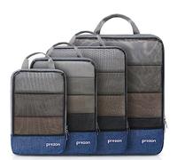 Prezon Set di 4 sacchetti impermeabili comprimibili, compagni di viaggio in TPU e nylon, organizer per bagagli resistenti adatti per la casa, i viaggi, il campeggio e la palestra - Blu navy