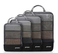 Prezon Set di 4 sacchetti impermeabili comprimibili, compagni di viaggio in TPU e nylon, organizer per bagagli resistenti adatti per la casa, i viaggi, il campeggio, la palestra - Nero