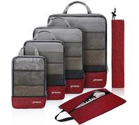 Prezon Set di 6 sacchetti impermeabili comprimibili, compagni di viaggio in TPU e nylon, organizer per bagagli resistenti adatti per la casa, i viaggi, il campeggio e la palestra - Rosso