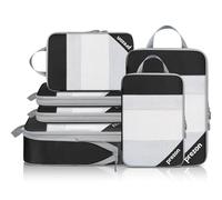 Prezon set versatile da 6 cubi da viaggio compressibili e svuotato, Design a rete prospettica, Salvaspazio e leggero, Organizer da viaggio portatile e resistente, Nero
