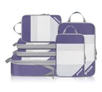 Prezon set versatile da 6 cubi da viaggio compressibili e svuotato, Design a rete prospettica, Salvaspazio e leggero, Organizer da viaggio portatile e resistente, Indaco