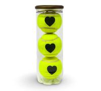 Prezzo 3 palline da tennis con motivo a cuore in un tubo (1 x 3 palline cuori d'amore) | Tipo 2 standard ITF | Made in UK | Per compleanni e San Valentino! | (Giallo)