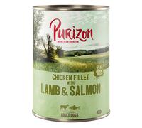 Prezzo speciale! 24 x 400/800 g Purizon Adult Alimento umido per cani - 24 x 400 g Agnello & Salmone con patate e pere