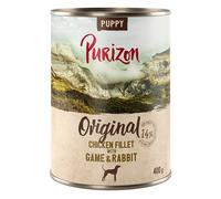 Prezzo speciale! 24 x 400/800 g Purizon Adult Alimento umido per cani - 24 x 400 g Puppy: Filetto di pollo con Selvaggina & Coniglio