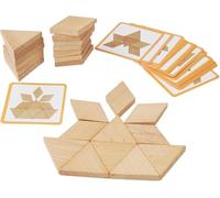 PrfcNL Blocchi di costruzione geometrica in legno - Blocchi geometrici in legno, 30 pezzi con carte pattern, sviluppa creatività e intuizione spaziale