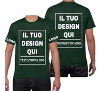 PRFELMG Maglietta Personalizzata,T Shirt Personalizzate per Uomo Donna,Progettare la Propria Camicia Aggiungi Logo/Testo/Immagine,Magliette Personalizzate Stampa Fronte Retro e Maniche