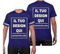 PRFELMG Maglietta Personalizzata,T Shirt Personalizzate per Uomo Donna,Progettare la Propria Camicia Aggiungi Logo/Testo/Immagine,Magliette Personalizzate Stampa Fronte Retro e Maniche