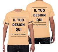 PRFELMG Maglietta Personalizzata,T Shirt Personalizzate per Uomo Donna,Progettare la Propria Camicia Aggiungi Logo/Testo/Immagine,Magliette Personalizzate Stampa Fronte Retro e Maniche
