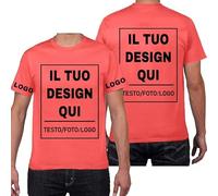 PRFELMG Maglietta Personalizzata,T Shirt Personalizzate per Uomo Donna,Progettare la Propria Camicia Aggiungi Logo/Testo/Immagine,Magliette Personalizzate Stampa Fronte Retro e Maniche