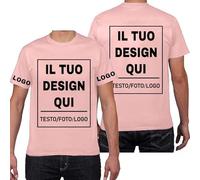 PRFELMG Maglietta Personalizzata,T Shirt Personalizzate per Uomo Donna,Progettare la Propria Camicia Aggiungi Logo/Testo/Immagine,Magliette Personalizzate Stampa Fronte Retro e Maniche