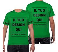 PRFELMG Maglietta Personalizzata,T Shirt Personalizzate per Uomo Donna,Progettare la Propria Camicia Aggiungi Logo/Testo/Immagine,Magliette Personalizzate Stampa Fronte Retro e Maniche