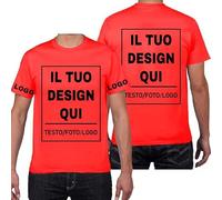 PRFELMG Maglietta Personalizzata,T Shirt Personalizzate per Uomo Donna,Progettare la Propria Camicia Aggiungi Logo/Testo/Immagine,Magliette Personalizzate Stampa Fronte Retro e Maniche