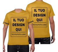 PRFELMG Maglietta Personalizzata,T Shirt Personalizzate per Uomo Donna,Progettare la Propria Camicia Aggiungi Logo/Testo/Immagine,Magliette Personalizzate Stampa Fronte Retro e Maniche