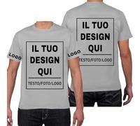 PRFELMG Maglietta Personalizzata,T Shirt Personalizzate per Uomo Donna,Progettare la Propria Camicia Aggiungi Logo/Testo/Immagine,Magliette Personalizzate Stampa Fronte Retro e Maniche