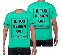 PRFELMG Maglietta Personalizzata,T Shirt Personalizzate per Uomo Donna,Progettare la Propria Camicia Aggiungi Logo/Testo/Immagine,Magliette Personalizzate Stampa Fronte Retro e Maniche