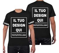 PRFELMG Maglietta Personalizzata,T Shirt Personalizzate per Uomo Donna,Progettare la Propria Camicia Aggiungi Logo/Testo/Immagine,Magliette Personalizzate Stampa Fronte Retro e Maniche