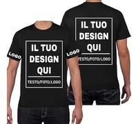 PRFELMG Maglietta Personalizzata,T Shirt Personalizzate per Uomo Donna,Progettare la Propria Camicia Aggiungi Logo/Testo/Immagine,Magliette Personalizzate Stampa Fronte Retro e Maniche