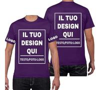 PRFELMG Maglietta Personalizzata,T Shirt Personalizzate per Uomo Donna,Progettare la Propria Camicia Aggiungi Logo/Testo/Immagine,Magliette Personalizzate Stampa Fronte Retro e Maniche