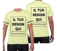 PRFELMG Maglietta Personalizzata,T Shirt Personalizzate per Uomo Donna,Progettare la Propria Camicia Aggiungi Logo/Testo/Immagine,Magliette Personalizzate Stampa Fronte Retro e Maniche
