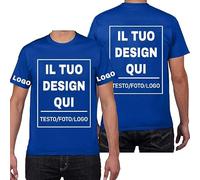 PRFELMG Maglietta Personalizzata,T Shirt Personalizzate per Uomo Donna,Progettare la Propria Camicia Aggiungi Logo/Testo/Immagine,Magliette Personalizzate Stampa Fronte Retro e Maniche