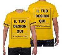PRFELMG Maglietta Personalizzata,T Shirt Personalizzate per Uomo Donna,Progettare la Propria Camicia Aggiungi Logo/Testo/Immagine,Magliette Personalizzate Stampa Fronte Retro e Maniche