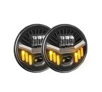 PRFGSGVBV Per JK Per LJ Per CJ Per Hummer Per OffRoad 4x4 Auto 7 Pollici Led Faro Hi Low Beam H4 DRL Dot Faro 12V 24V Gruppo Ottico Paraurti Anteriore(Light yellow)