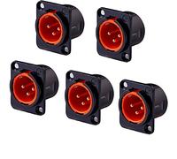 priaolker Presa XLR maschio a 3 pin placcato oro per montaggio a pannello per microfono, jack audio tipo D, confezione da 5