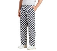 PRICE BEATER Pantaloni da cuoco professionali, uniformi da cucina unisex per adulti, in policotone, uniforme da cucina, con elastico in vita, ideali per l'uso quotidiano, Quadri bianchi e neri, S