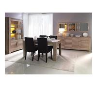 PRICE FACTORY Sala da pranzo Farra: credenza, vetrina, 3 specchi e tavolo 180 cm con LED