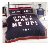 Price Right Home Don't Wake Me Up Single Set Copripiumino & Federa Blu Nuovo