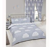 Felice Nuvole Grigio Set Copripiumino Doppio Bambini Camera - 2 IN 1 Design