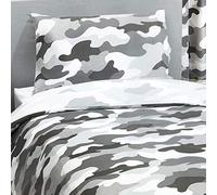 Price Right Home Set copripiumino e federa per letto singolo, reversibile, motivo mimetico, colore: grigio militare