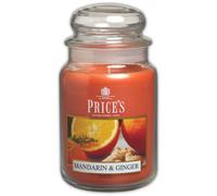 Price's Candles - Candela in Giara Grande Mandarin & Ginger - Durata Fino a 150 ore di Combustione