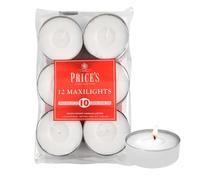 Price's Candles Candele Maxi Tealight Bianche Non Profumate-12 Pezzi-Durata Fino a 15 Ore di Combustione, Cera, 18x12x4 cm, 12 unità