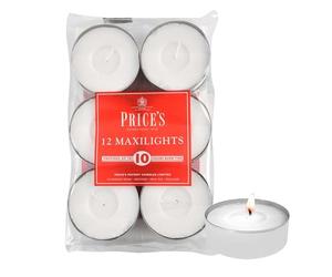 Price's Candles - Candele Maxi Tealight Bianche Non Profumate - 12 Pezzi - Durata Fino a 15 ore di Combustione