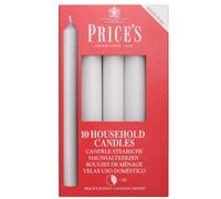 Price's Candles Candele Steariche Bianche Non Profumate-10 Pezzi-Durata Fino a 5 Ore di Combustione, Cera, 10 unità