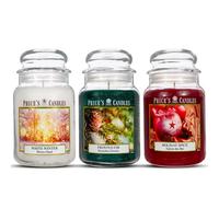 Price's Candles Set di 3 candele in barattolo grande - abete satinato, spezie festive, bianco inverno, candele profumate a lunga durata e combustione pulita per la casa, durata di 450 ore, regalo per
