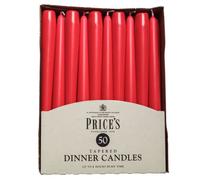 Prices Candles TDC005005 - Candele Lunghe, Confezione da 50 Pezzi, Colore: Rosso
